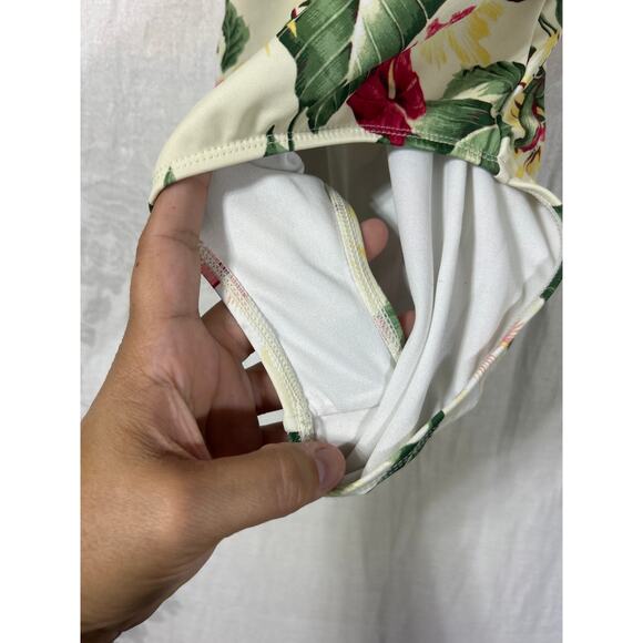 Janie Jack Swim Suit 12 One Piece Yellow Green Pink Floral Ruffle Sleeves - Picture 3 of 6